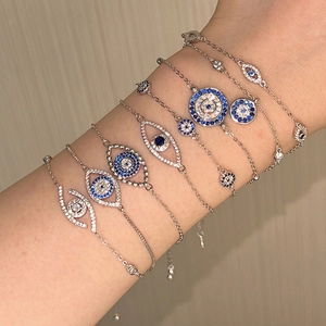 Eleganti braccialetti occhio del diavolo in argento 925 con zirconi blu da donna