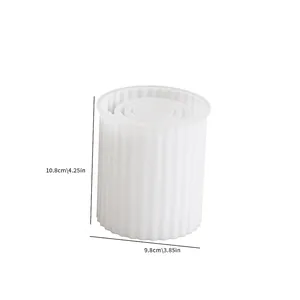 Detailed view of cylindrical silicone flower pot mold with striped texture and dimensions