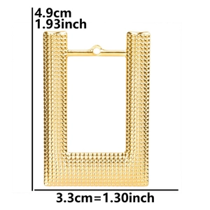 Detailed view of rectangular gold plated bead texture pendant with size measurements