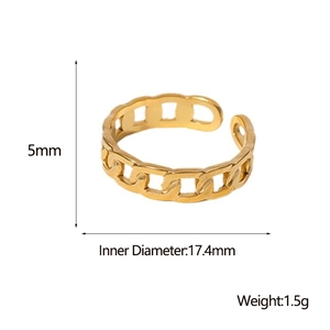 5mm gold chain link stainless steel open ring with 17.4mm inner diameter measurement