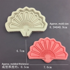 Detail of Chinese folding fan silicone mold showing intricate texture for cake decorating