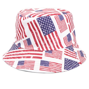 Wende-Anglerhut im Vintage-Design der US-Flagge mit verwaschenem Sternenmuster