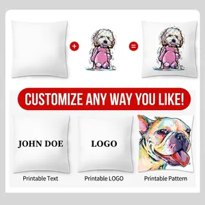 Customizable square digital print throw pillow cover with animal art and personalized text