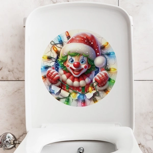 3D Christmas Santa Claus sticker for toilet lid with festive lights and PVC material