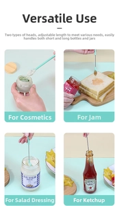 Adjustable mini silicone spatula for scraping makeup and jam jars with retractable handle