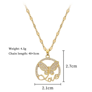 Specifiche dettagliate delle dimensioni per collana con pendente farfalla e strass
