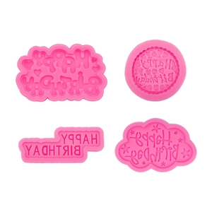 Pink silicone Happy Birthday cloud molds for DIY cake toppers and chocolate decorating