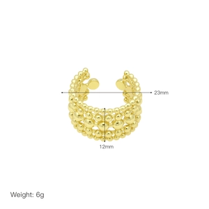 Detailed technical view of 18k gold bead ring showing 23mm width and 12mm height