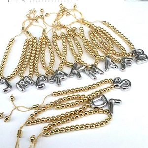 Initial Charm Bracelet 18K Gold Plated Brass Beaded With Silver Balloon Letter Pendant Adjustable Fashion Jewelry For Women