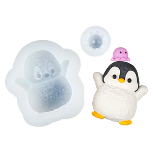 Moule en silicone pingouin et poulpe pour loisirs créatifs en résine et bougies fait main
