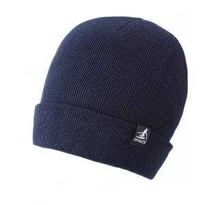 Winter knitted navy beanie with SPORTS embroidery patch for men and women