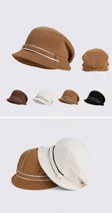 Detail of winter bucket hat showing knit texture and adjustable snap button back brim