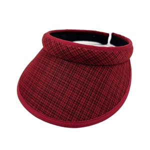 Red and black woven empty top straw sun hat for kids with wide brim and sports sun protection