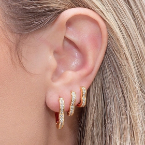 Copper Gold Plated Heart Huggie Hoop Earrings With Cubic Zirconia Minimalist Fashion INS Style Jewelry For Women