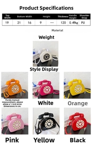 Crossbody bag in retro phone shape available in seven vibrant colors and PU material