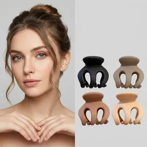 Matte hair claw clips for ponytails in black, khaki and brown colors, 4 pieces set