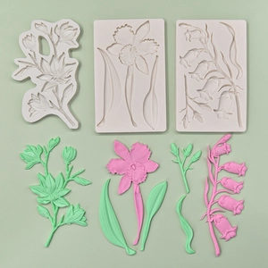 Blumen Blatt Silikonform Fondant DIY Tortendekoration Werkzeug Magnolie Orchidee Maiglöckchen Realistische Textur