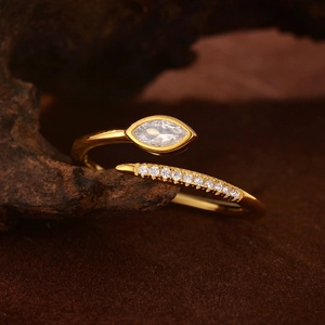 S925 Sterling Silver Zirconia Snake Open Ring For Women Minimalist Micro-pave Marquise Cut Adjustable Fashion Finger Ring Jewelry