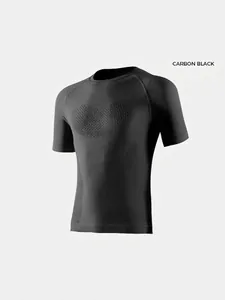 Men's Carbon Black compression t-shirt featuring honeycomb compression texture for fitness