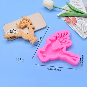 Pink silicone deer mold for DIY Christmas cake baking with detailed reindeer finish