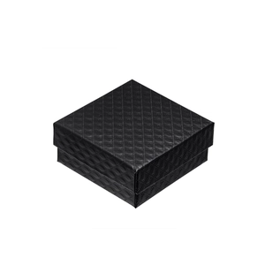 Classic black square jewelry box with diamond pattern texture for rings and accessories
