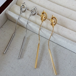 French vintage gold and silver knot tassel earrings in high-quality stainless steel