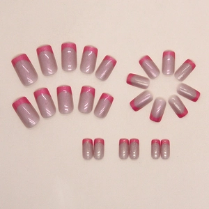 French rose pink and silver cat eye press-on nails in 24 piece set for manicures