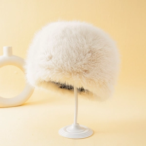 Chapeau Bucket Femme en Fausse Fourrure de Renard Hiver Chaud Peluche Style Coréen Doux Protection des Oreilles Chapeau Extérieur