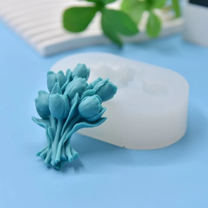 Stampo In Silicone Bouquet Di Tulipani Texture Floreale 3D Per Torta Fondente DIY Candela Sapone Gesso Flessibile Riutilizzabile