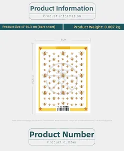 Detailed specs of TS-058 5D embroidered bee nail stickers, 8x10.3cm, 0.007kg sheet