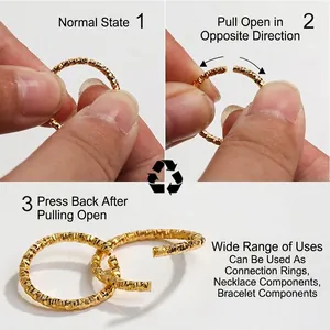 Anneaux de jonction dorés texturés pour bijoux avec motif martelé et design ouvert
