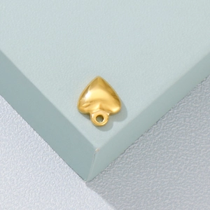 Polished gold stainless steel heart pendant for minimalist jewelry making and necklaces