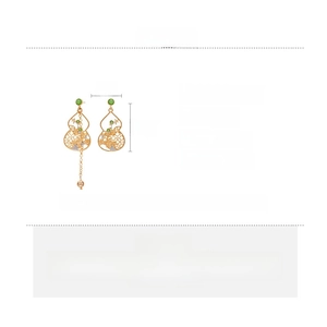 Detailed size and material specifications for gold-tone Chinese style earrings