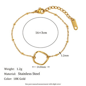 Bracciale minimalista in acciaio inossidabile placcato oro 18K con anello geometrico