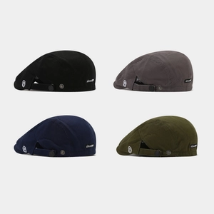 Vintage Cotton Ivy Cap For Men And Women Breathable Sun Protection Flat Cap With Adjustable Metal Buckle Letter Embroidery
