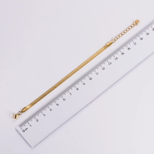 Flat 18k gold plated 4mm snake chain bracelet with adjustable lobster clasp measure