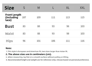 Detailed size chart for V-neck nightgown including S-XXL measurements in centimeters