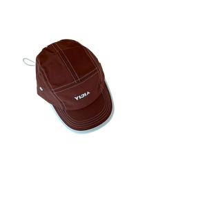 Breathable quick-dry kids baseball cap in dark brown with contrast stitching and adjustable cord