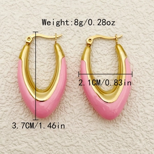 U-förmige Tropföl-Ohrringe in Rosa und Gold aus poliertem Edelstahl für Damen