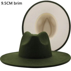 Klassischer Zweifarbiger Fedora Hut Mit Breiter Krempe Baumwolle Polyester Filz Jazz Kappe Für Herren Damen Modeaccessoire