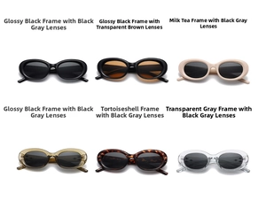Collection of vintage oval cat-eye sunglasses in six stylish Y2K aesthetic colors