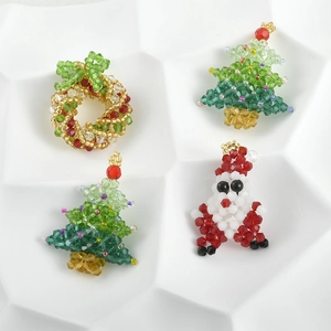 Handcrafted Christmas tree and Santa beaded charms for DIY jewelry and necklaces