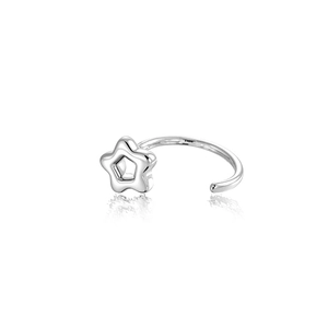 Minimalist silver star C-shaped hoop earrings with a polished finish and elegant design