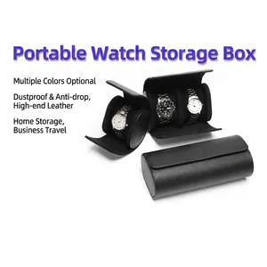 Portable Watch Roll Case PU Leather Watch Organizer Storage Holder With Velvet Lining For Travel Business Display