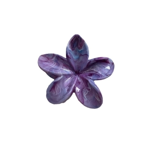 Glossy purple marble flower hair claw clip with acetate texture for elegant styling