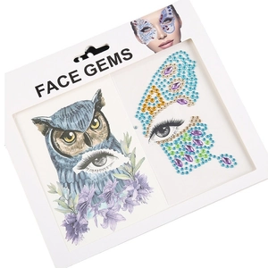 Set de bijoux de visage avec strass hibou et papillon pour maquillage de fête