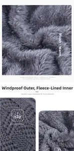 Close-up of double-layer knitted winter hat showing thick grey plush lining and texture