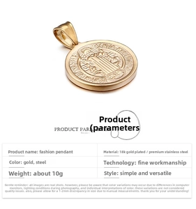 Details zu St. Benedikt Medaillen-Anhängern in Gold und Stahl mit technischen Daten