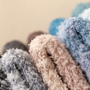 Fuzzy coral fleece men's sleep socks in gradient colors for winter home comfort