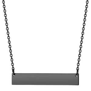 Minimalist black stainless steel horizontal bar pendant necklace for men and women